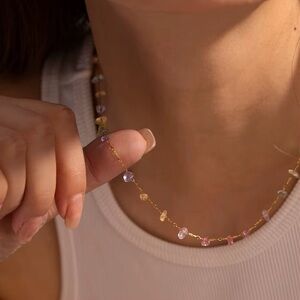 18K Gold Plated Colorful Natural Stone Necklace
